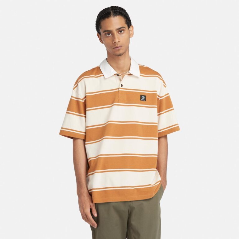 Men’s Striped Rugby Short Sleeve Polo Shirt