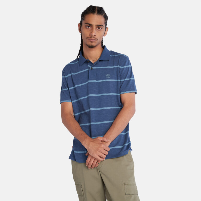 Men’s Striped Slub Jersey Polo Shirt