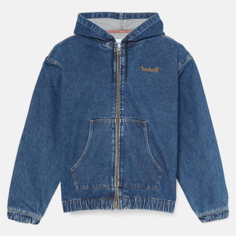 Denim Full-Zip Hooded Bomber