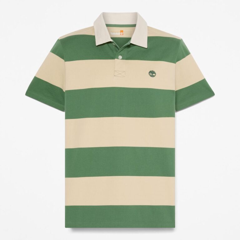 男款橄欖球條紋短袖Polo衫